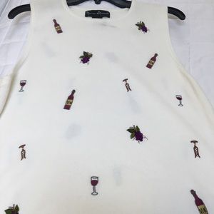 A bottle of wine with this top!!! Ready for a toast! Wine embroidery motif knit